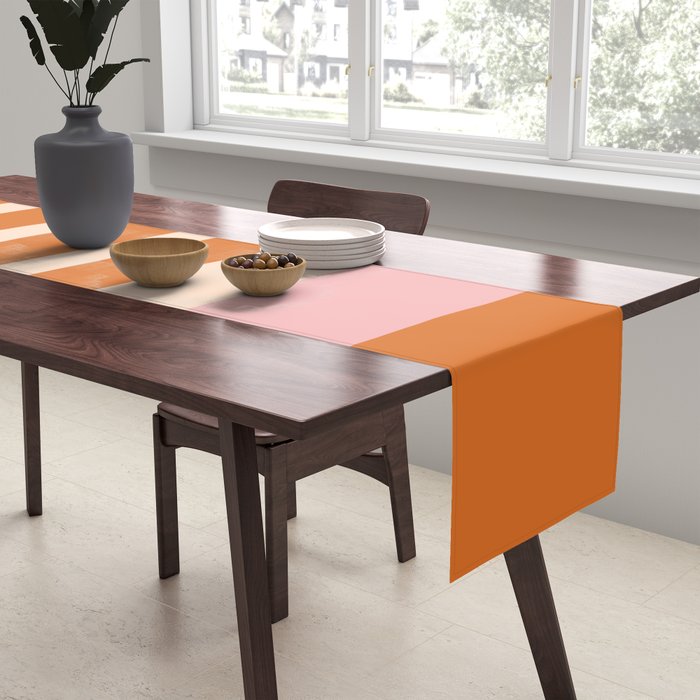 Mixed Stripe Pattern in Orange and Pink Table Runner Gallery Image 2