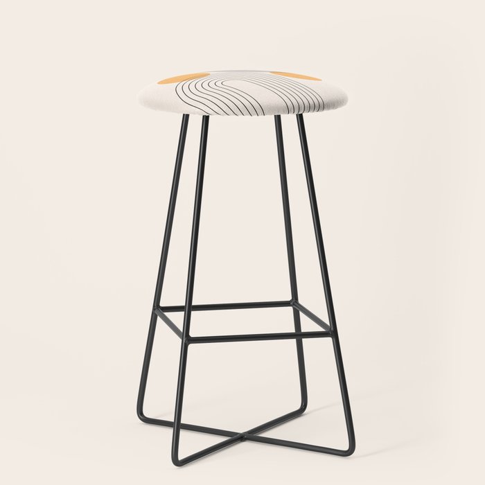 Mid Century Modern Geometric 70 (Rainbow and Sun Abstraction) Stool Gallery Image 1