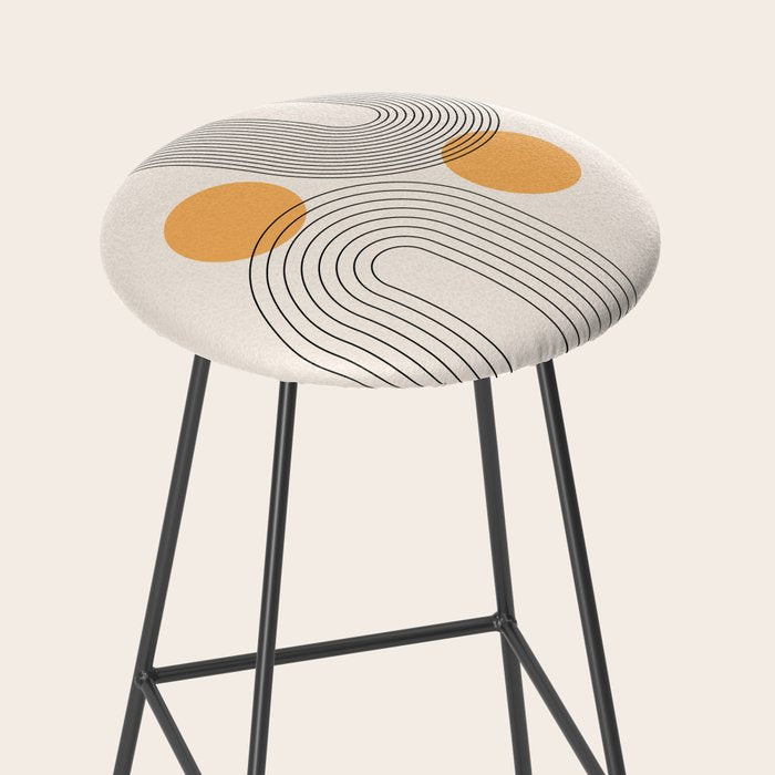 Mid Century Modern Geometric 70 (Rainbow and Sun Abstraction) Stool Gallery Image 2