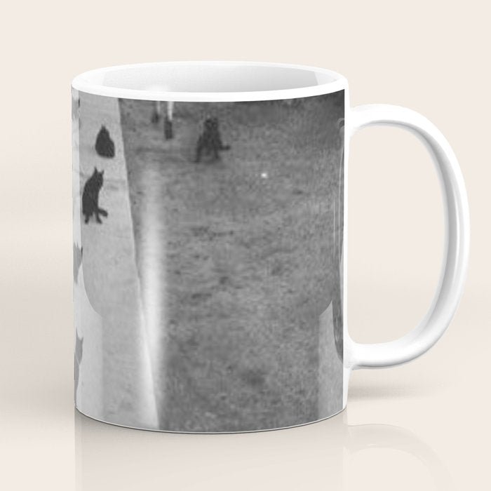 Black Cats Auditioning in Hollywood black and white photograph Coffee Mug Gallery Image 1