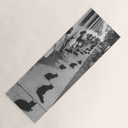 Black Cats Auditioning in Hollywood black and white photograph Yoga Mat Gallery Image 1