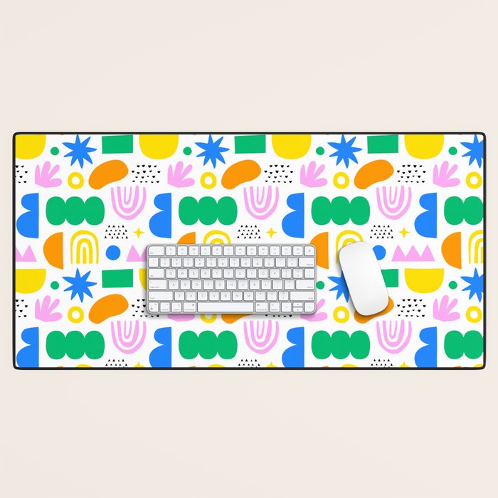 Colorful abstract organic shape art pattern Desk Mat Gallery Image 1