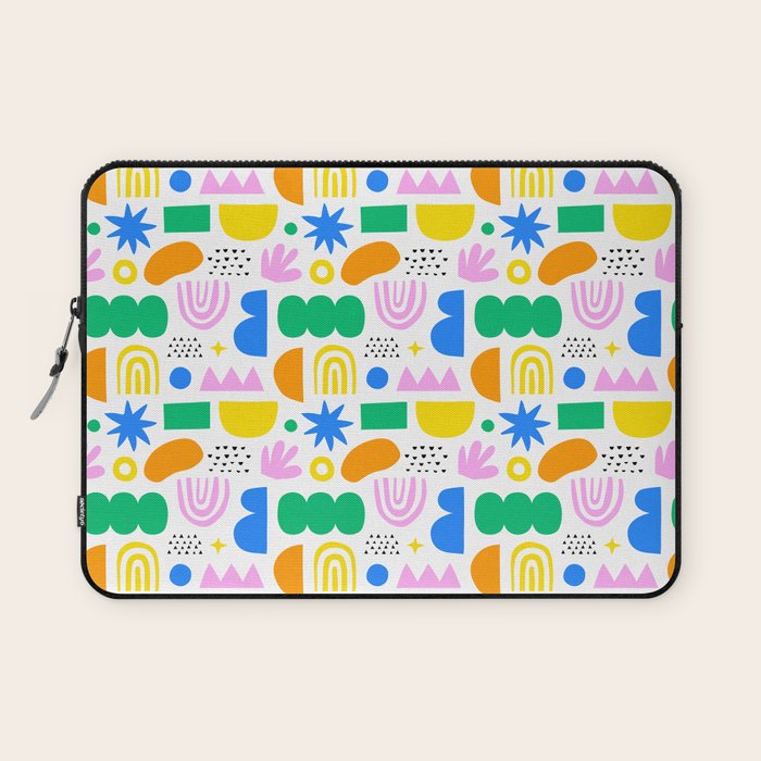 Colorful abstract organic shape art pattern Laptop Sleeve Gallery Image 1