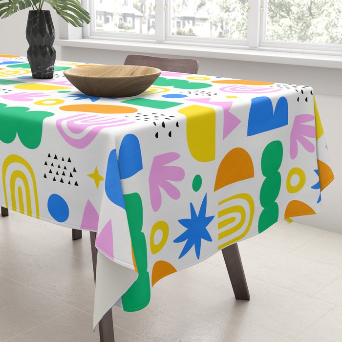 Colorful abstract organic shape art pattern Tablecloth Gallery Image 3