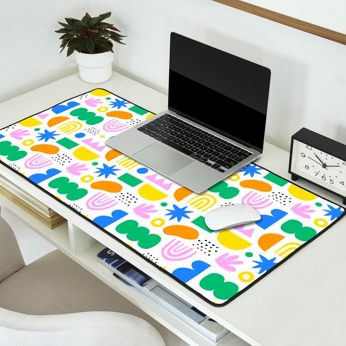 Colorful abstract organic shape art pattern Desk Mat Gallery Image 2