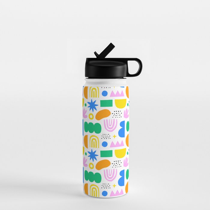 Colorful abstract organic shape art pattern Water Bottle Gallery Image 1