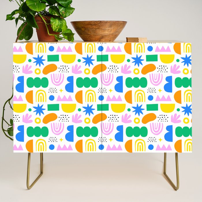 Colorful abstract organic shape art pattern Credenza Gallery Image 1