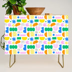 Colorful abstract organic shape art pattern Credenza Gallery Image 1