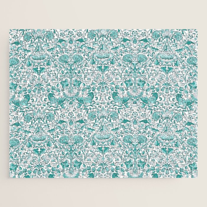William Morris Lodden Turquoise White Jigsaw Puzzle Gallery Image 1
