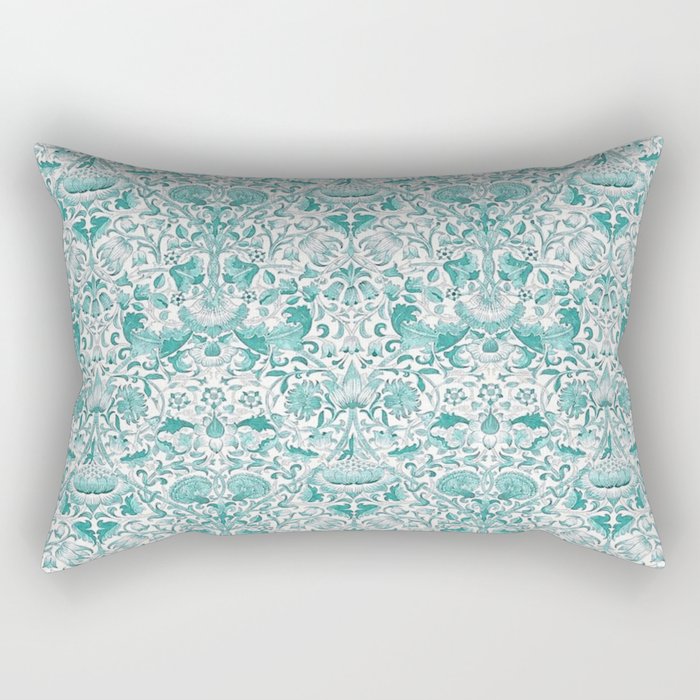 William Morris Lodden Turquoise White Rectangular Pillow Gallery Image 2