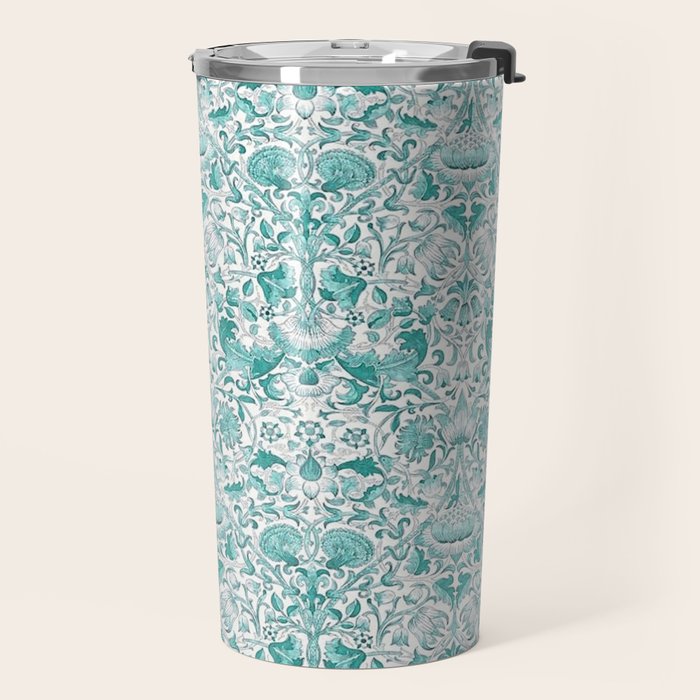 William Morris Lodden Turquoise White Travel Mug Gallery Image 2
