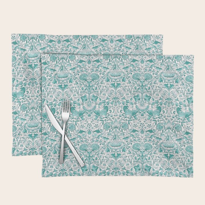 William Morris Lodden Turquoise White Placemat Gallery Image 1