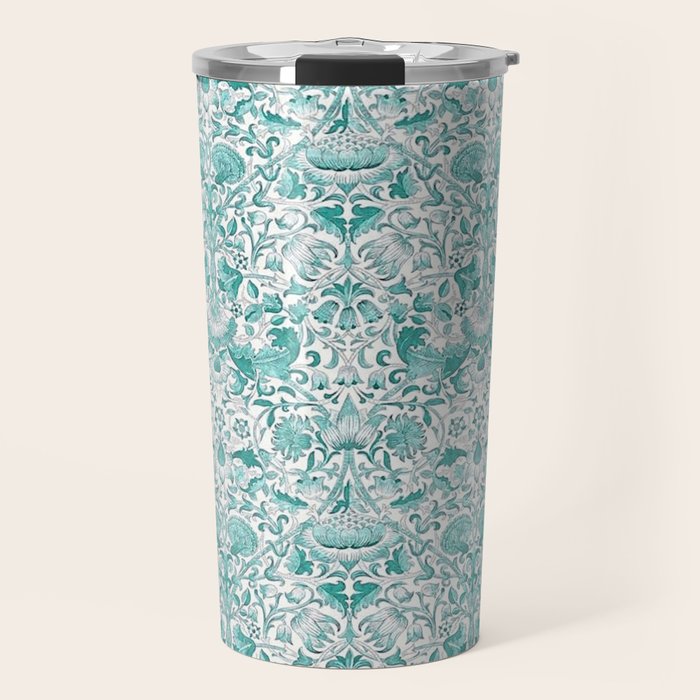 William Morris Lodden Turquoise White Travel Mug Gallery Image 1