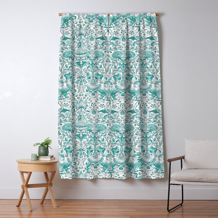 William Morris Lodden Turquoise White Window Curtain Gallery Image 5