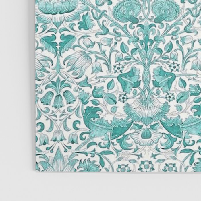 William Morris Lodden Turquoise White Poster Gallery Image 3