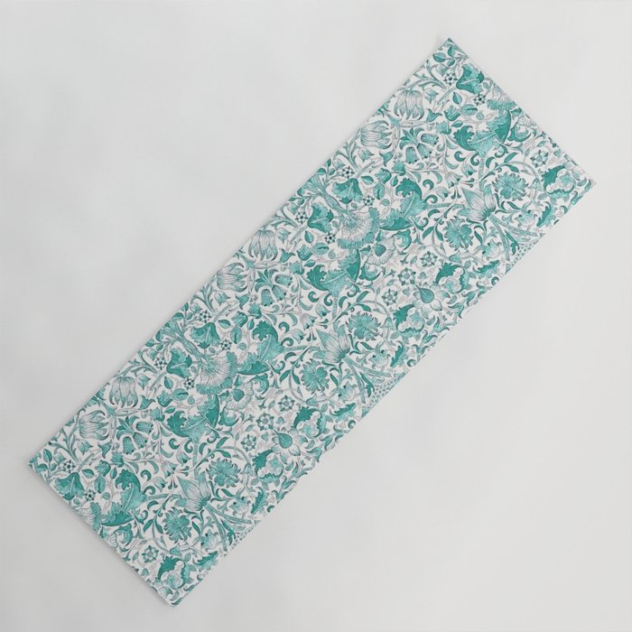 William Morris Lodden Turquoise White Yoga Mat Gallery Image 1