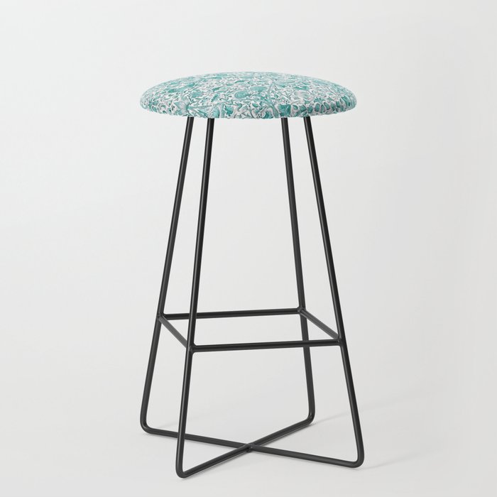William Morris Lodden Turquoise White Stool Gallery Image 1