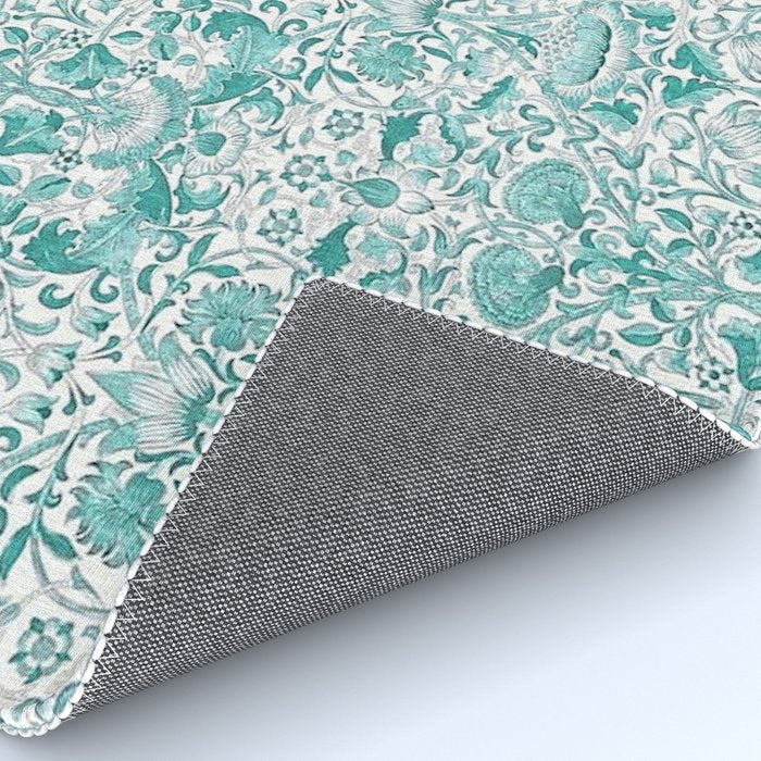 William Morris Lodden Turquoise White Rug Gallery Image 4