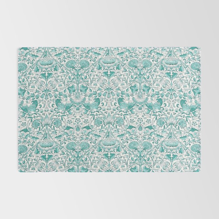 William Morris Lodden Turquoise White Rug Gallery Image 2