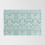 William Morris Lodden Turquoise White Rug Gallery Image 2
