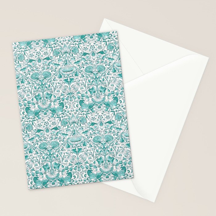 William Morris Lodden Turquoise White Stationery Card Gallery Image 2