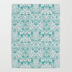 William Morris Lodden Turquoise White Poster Gallery Image 4