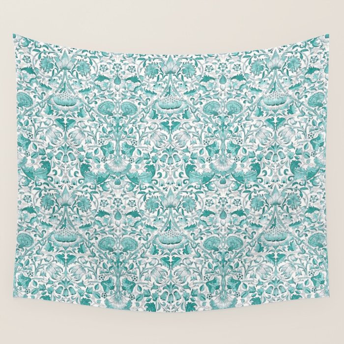 William Morris Lodden Turquoise White Wall Tapestry Gallery Image 1