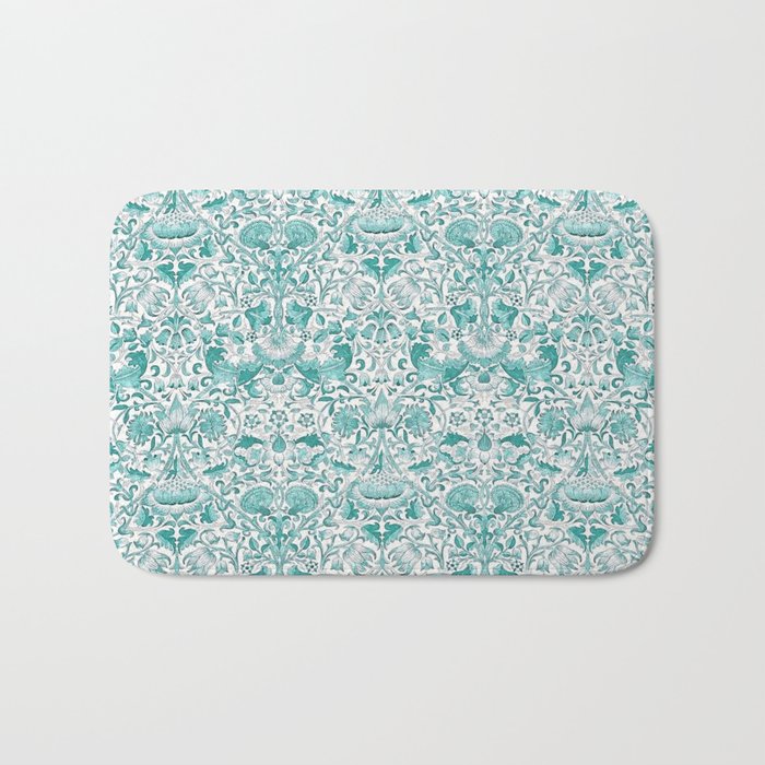 William Morris Lodden Turquoise White Bath Mat Gallery Image 1