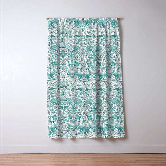 William Morris Lodden Turquoise White Window Curtain Gallery Image 3