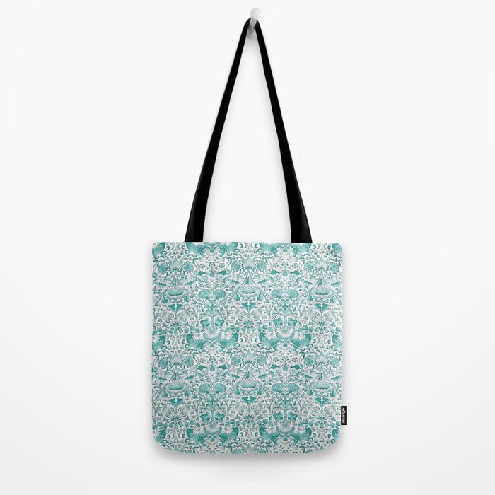 William Morris Lodden Turquoise White Tote Bag Gallery Image 2
