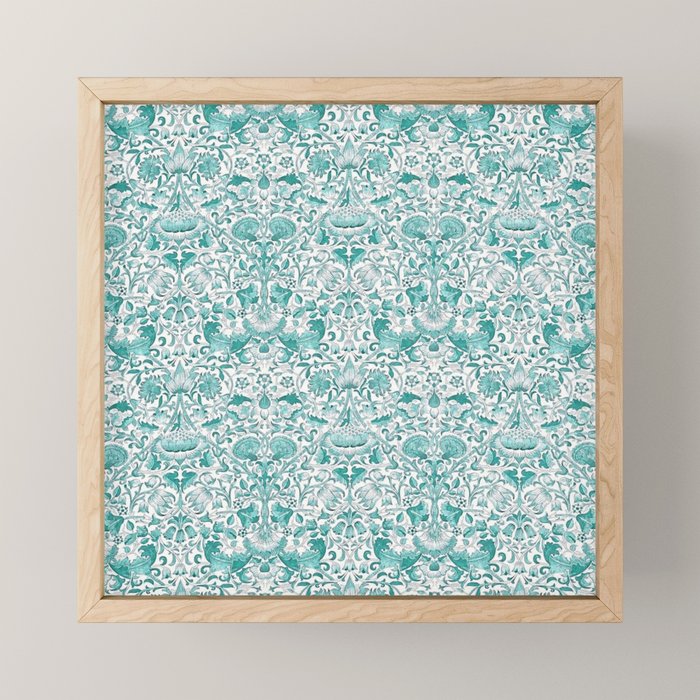William Morris Lodden Turquoise White Mini Art Print Gallery Image 1