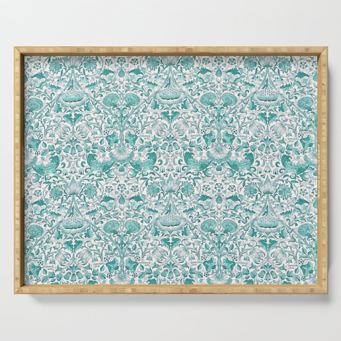 William Morris Lodden Turquoise White Serving Tray Gallery Image 1