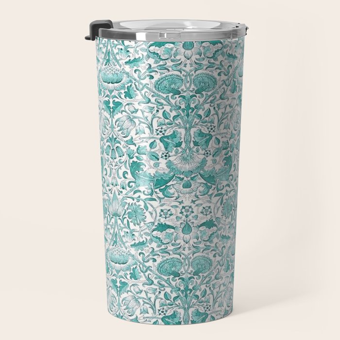 William Morris Lodden Turquoise White Travel Mug Gallery Image 3