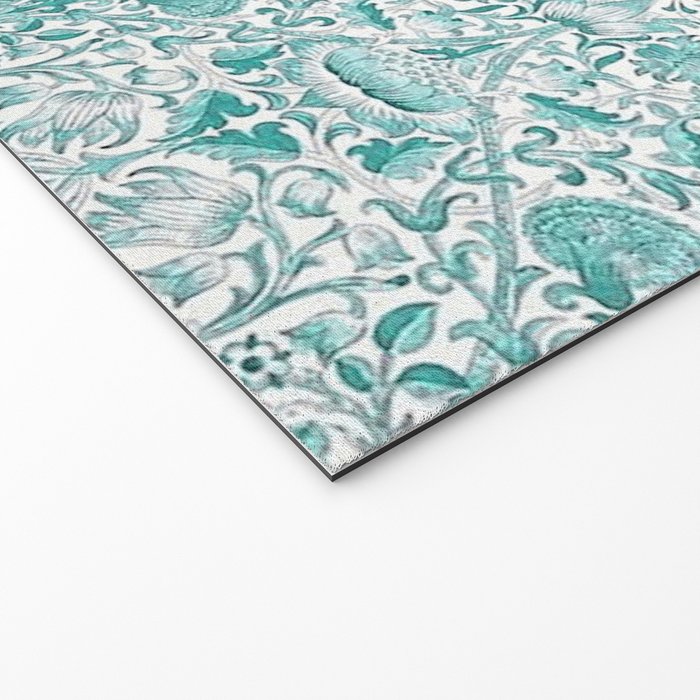 William Morris Lodden Turquoise White Welcome Mat Gallery Image 2