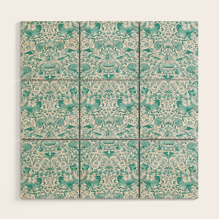 William Morris Lodden Turquoise White Wood Wall Art Gallery Image 1