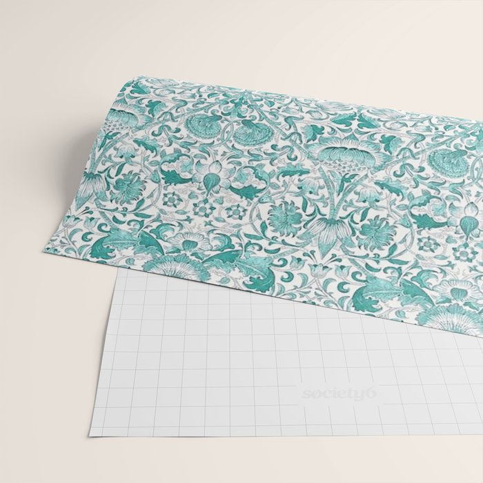 William Morris Lodden Turquoise White Wrapping Paper Gallery Image 2