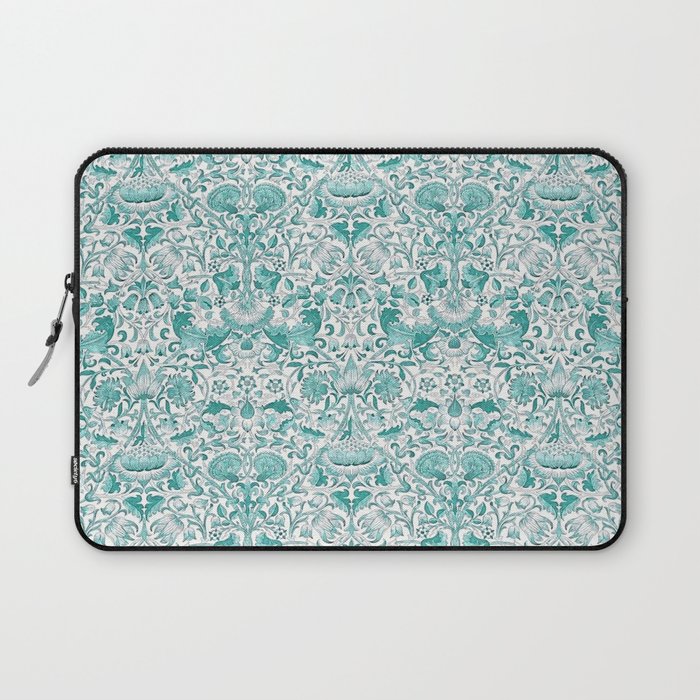 William Morris Lodden Turquoise White Laptop Sleeve Gallery Image 1