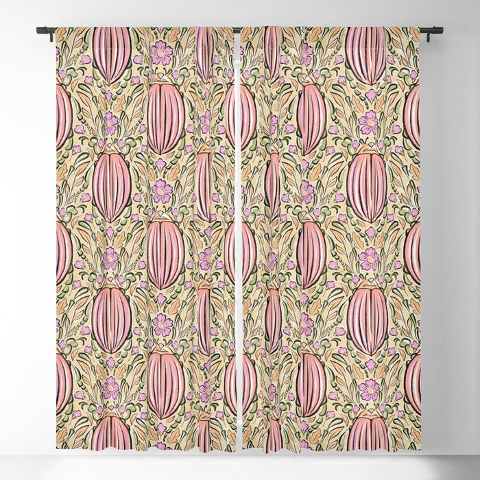 Retro Floral Beetles - vintage pastels Window Curtain Gallery Image 5