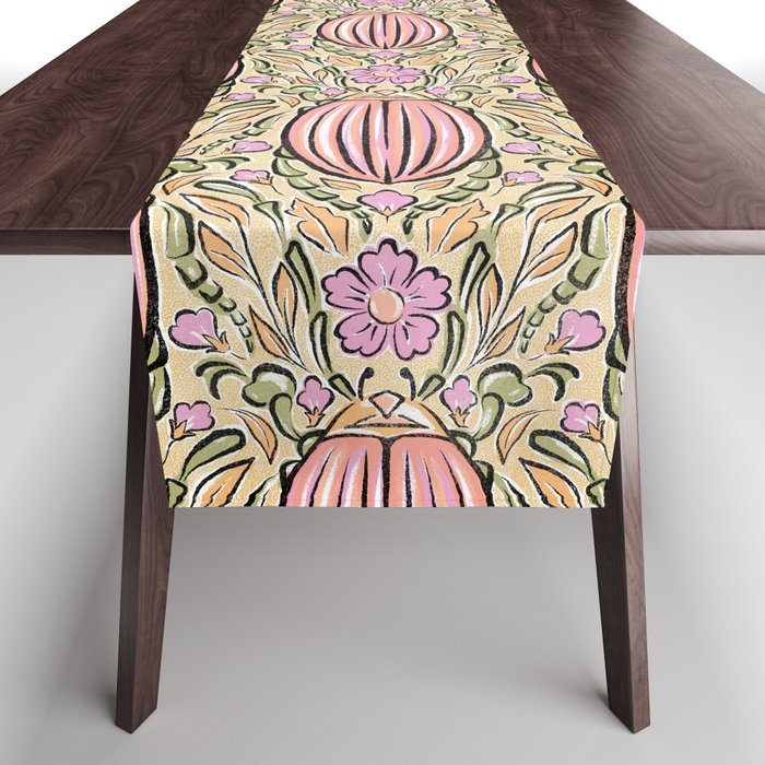 Retro Floral Beetles - vintage pastels Table Runner Gallery Image 1