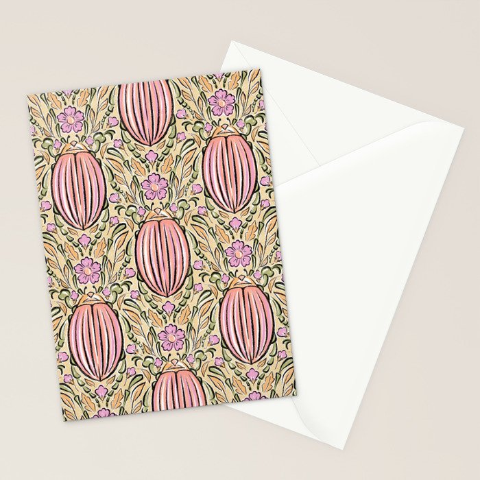 Retro Floral Beetles - vintage pastels Stationery Card Gallery Image 2