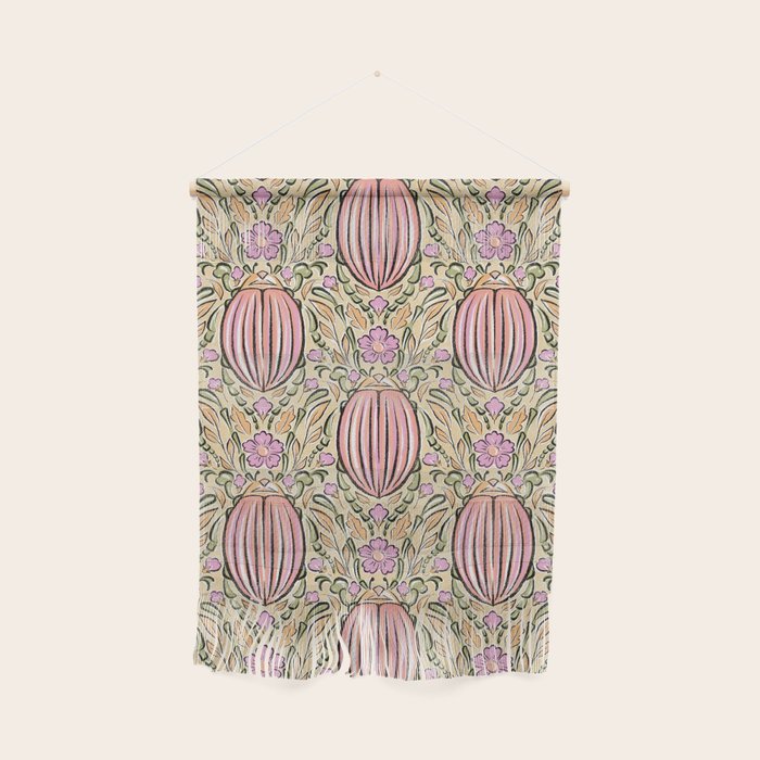 Retro Floral Beetles - vintage pastels Wall Hanging Gallery Image 1