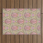 Retro Floral Beetles - vintage pastels Outdoor Rug Gallery Image 1