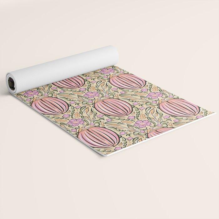 Retro Floral Beetles - vintage pastels Yoga Mat Gallery Image 2