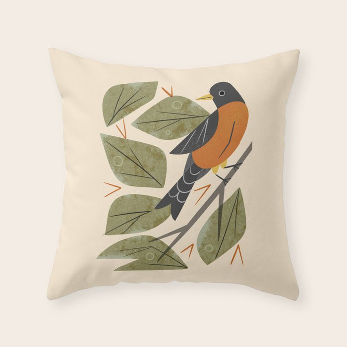 Perching Robin Throw Pillow Gallery Image 6