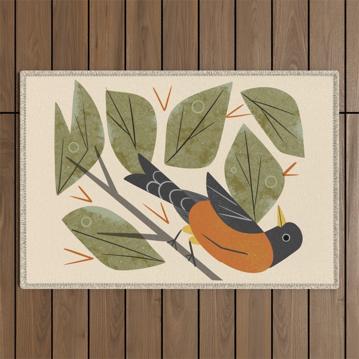 Perching Robin Outdoor Rug Gallery Image 1