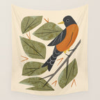 Perching Robin Wall Tapestry Gallery Image 4
