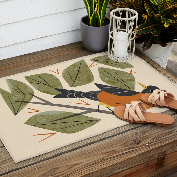 Perching Robin Outdoor Rug Gallery Image 2