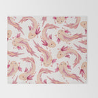 Mexican Axolotls Watercolor Throw Blanket Gallery Image 2