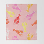 Pink Lobster Pattern Throw Blanket Gallery Image 2