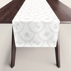 Rustic scallop floral block print - natural soft mushroom pattern Table Runner Gallery Image 1